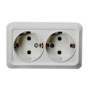 Розетка 2-местная, ОУ, с заземлением, 16A, белый IN HOME BOLLETO 7128-W