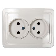 Розетка 2-местная, СУ, без заземления, 16A, белая IN HOME CLASSICO 2102-W