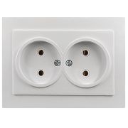 Розетка 2-местная, СУ, без заземления, 16A, белая Амбидекстр УХЛ4