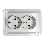 Розетка 2-местная, СУ, с заземлением, 16A, белая IN HOME CLASSICO 2128-W