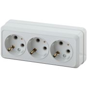 Розетка 3-местная, ОУ, с заземлением, 16A, белая Intro Quadro 3*2Р+Е, 16АХ-250В