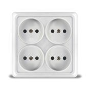Розетка 4-местная, ОУ, без заземлением, 16A, белая UNIVersal «Олимп»