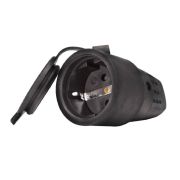 Розетка переносная штепсельная (гнездо) с заглушкой, с заземлением каучук, UNIVersal 16А 250В LM1403