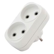 Разветвитель 2гн, двойник, б/з, 10А, 250В, белый, плоский (еврослот) Universal A202 (BD1409)