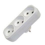 Разветвитель 3гн, тройник, б/з, 10А, 250В, белый, плоский (еврослот), Universal А203 (Е1334)