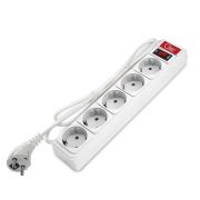 Сетевой фильтр 5гн, 1,8м, ПВС 3*0,75мм², с зазем., с выключ., белый, СОЮЗ