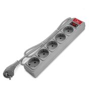 Сетевой фильтр 5гн, 1,8м, ПВС 3*0,75мм², с зазем., с выключ., серый, СОЮЗ