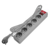 Сетевой фильтр 5гн, 3м, ПВС 3*0,75мм², с зазем., с выключ., серый, СОЮЗ