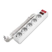 Сетевой фильтр 5гн, 5м, ПВС 3*0,75мм², с зазем., с выключ., белый, СОЮЗ