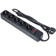 Сетевой фильтр 5гн, 5м, ПВС 3*0,75мм², с зазем., с выключ., чёрный, СОЮЗ