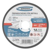 Круг отрезной по металлу, 125 х 2,0 х 22,2 мм, WA60TBF// Gross