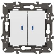 Выключатель 2-кл. Elegance 14-1105-01М 250В 10АХ с подсветкой матов. бел. Эра Б0065807