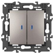 Выключатель 2-кл. Elegance 14-1105-16 250В 10АХ с подсветкой титан Эра Б0065789