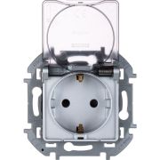 Розетка 1-м СП Inspiria 16А IP44 250В 2P+E защ. шторки с крышкой немецк. стандарт механизм алюм. IEK 673742
