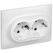 Розетка 2-м SKANDY 16А с заземл. защ. шторки в сборе SK-R07W арктич. бел. IEK SK-R24-16-K01-F