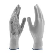 Перчатки Нейлон, ПВХ точка, 13 класс, белые, XL