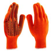 Перчатки трикотажные, акрил, ПВХ гель, «Протектор», оранжевый, оверлок Сибртех