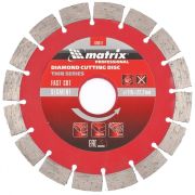 Диск алмазный, отрезной сегментный, 115 х 22.2 мм, тонкий, сухая резка Matrix Professional