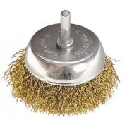 Щетка для дрели, 65 мм, «чашка» со шпилькой, латунированная витая проволока Matrix