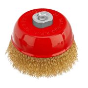 Щетка для УШМ, 100 мм, М14, «чашка», латунированная витая проволока Matrix