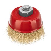 Щетка для УШМ, 75 мм, М14, «чашка», латунированная витая проволока Matrix