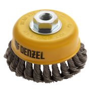 Щетка для УШМ, 100 мм, «Чашка», крученая нержавеющая проволока 0.5 мм, М14 Denzel