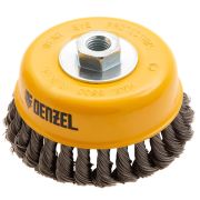 Щетка для УШМ, 125 мм, «Чашка», крученая нержавеющая проволока 0.5 мм, М14 Denzel