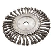 Щетка для УШМ, 200 мм, «Плоская», крученая нержавеющая проволока 0.5 мм, посадка 22.2 мм Denzel