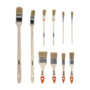 Набор кистей, 10 шт, Плоские: 3/4« (20 мм), 1» (25 мм), 1 1/2« (38 мм), 2» (50 мм), радиаторные: 1« (25 мм), 1 1/2» (38 мм), круглые: №1 (15 мм), №2 (20 мм, для декора: №8, №11. Sparta