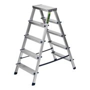 Стремянка двусторонняя 5 ступеней, алюминиевая, Сибртех