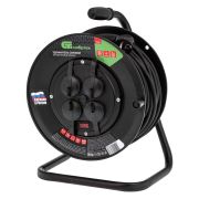 Удлинитель силовой на кабельной катушке, ПВС, 50 м, 4 розетки с крышкой, IP44, 16А, УХз16, Сибртех