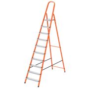 Стремянка, 10 ступеней, стальной профиль, ступени сталь, оранжевая, Сибртех